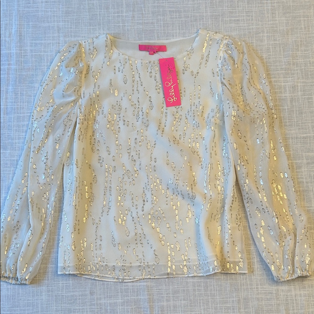 NWT Lilly Pulitzer Cream and Gold Women's Top